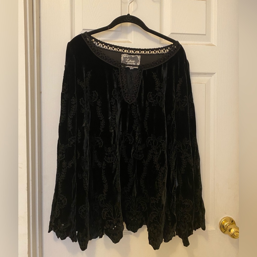 Johnny Was Love Velvet Floral Embroidered Long Sleeve Large
